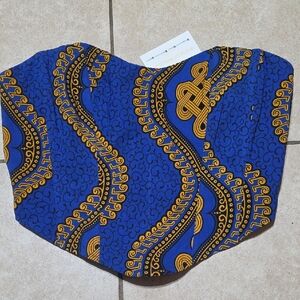 Vibrant Blue and Gold Patterned Face Mask